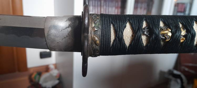 K001 CHĪSAGATANA (Shinto = ´6/700) in tamahagane, Hamon Gunome, MuMei,