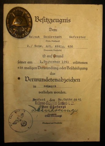 I - MILITARIA STORICA -  - DISTINTIVO FERITI NERO CON ATTESTATO