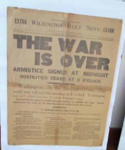 I - MILITARIA STORICA -  - 1^ PAGINA �Wilmington Daily News�  Annuncio Termine 1^ GM