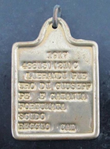 I - MILITARIA STORICA -  - REI  PIASTRINA Mod. 1939 �LIBRANDI PIETRO� 