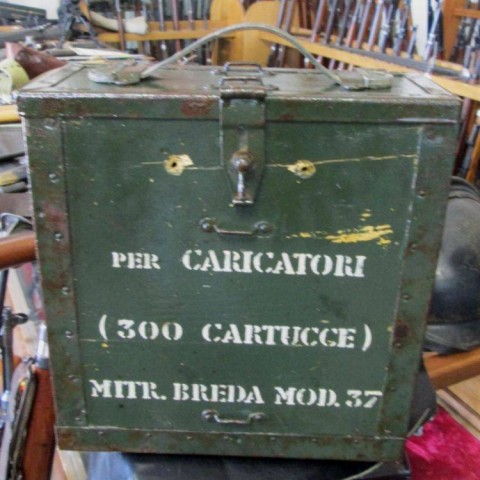 I - MILITARIA STORICA -  - REI  CASSETTA LEGNO/METALLO PORTAMUNIZIONI x BREDA 37