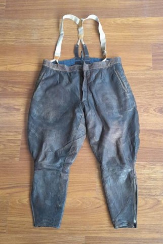 I - MILITARIA STORICA -  - KM-LW	   PANTALONI PELLE GRIGIA  UFF. U-BOOT / PILOTA .