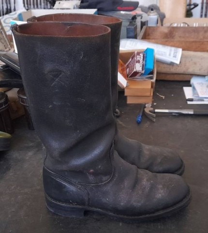 I - MILITARIA STORICA -  - WH-SS	STIVALI TRUPPA (CARRISTI)  CUOIO NERO TAGLIA  43.