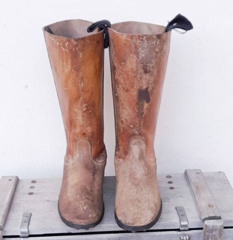  -  - WH / SS    STIVALI TRUPPA  CUOIO NATURALE CHIODATI  Mod. 44  Tg. 43/44