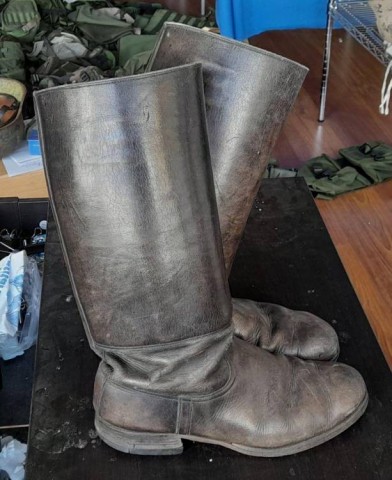 I - MILITARIA STORICA -  - WH-SS	STIVALI UFF. CUOIO NERO SEMIRIGIDI   TAGLIA  �44�.