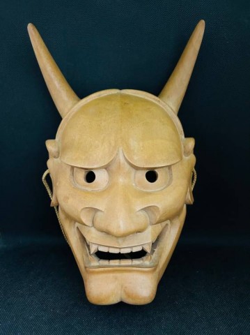 A - ANTIQUARIATO -  - 0032   Maschera Noh - Legno - Hannya般若 - Firmata 福光.   Periodo Shōwa.