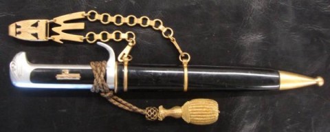 D - ARMI BIANCHE -  - PUGNALE M.V.S.N. M37 UFF. (LUNGO) + SOSPENSIONI + NAPPINA 