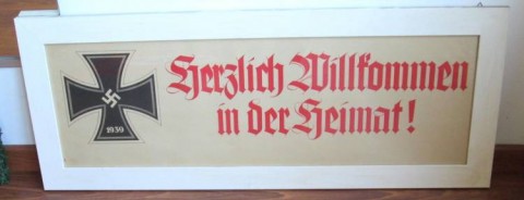 I - MILITARIA STORICA -  - FESTONE PER RICEVIMENTO COMBATTENTI �Herzlich Wilkommen in der Heimat + EK�