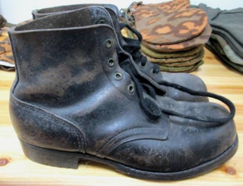 I - MILITARIA STORICA -  - WH	  SCARPONCINI CARRISTI NERI A 6 FORI 