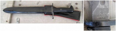 D - ARMI BIANCHE -  - BAIONETTA GARAND M.1  PARATA  + DRAGONA  �1943�.