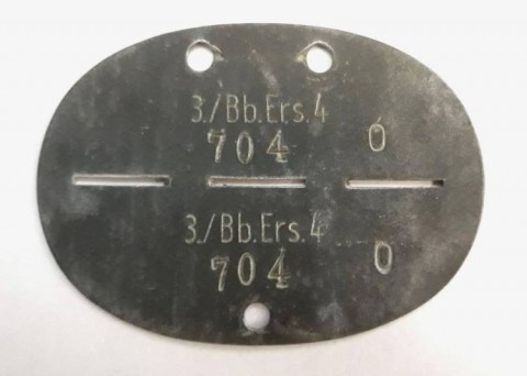 I - MILITARIA STORICA -  - PIASTRINA DI RICONOSCIMENTO ALL.  �3.Bb.Ers.4 704 �.