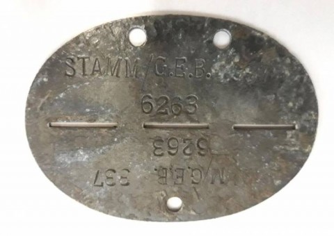 I - MILITARIA STORICA -  - PIASTRINA DI RICONOSCIMENTO Zinco  �STAMM  G.E.B.  337   6263�.