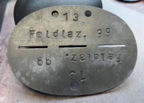 I - MILITARIA STORICA -  - WH  PIASTRINA DI RICONOSCIMENTO Zinco  �FELDLAZ. 99 - 13�.