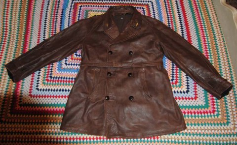 I - MILITARIA STORICA -  - PAI   GIACCONE  MOTOCICLISTA IN PELLE MARRONE.