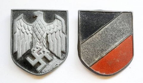 I - MILITARIA STORICA -  - HEER   COPPIA SCUDETTI PER CASCO DAK.	