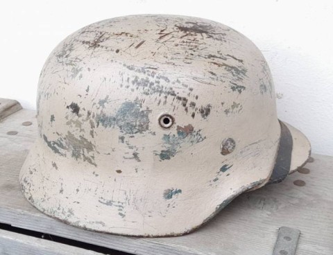 I - MILITARIA STORICA -  - HEER   ELMETTO M.40  MIM. BIANCO CREMA CONTINENTALE/INVERNALE.