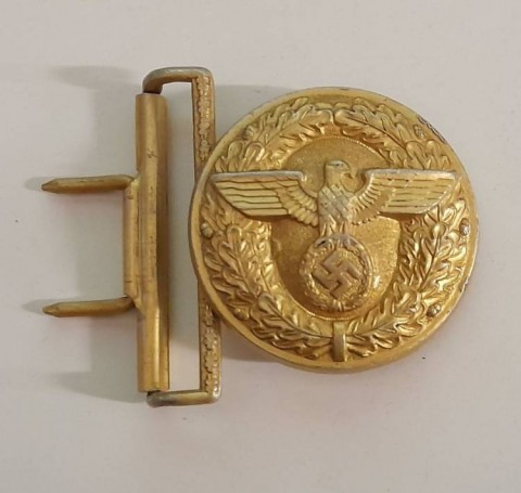 I - MILITARIA STORICA -  - NSDAP   FIBBIA LEITER �RZM  M4/27�.  ALLUMINIO DORATO.