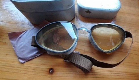 I - MILITARIA STORICA -  - OCCHIALI  MOTOCICLISTA/CARRISTA CON CUSTODIA ALL.	�RATTI�.