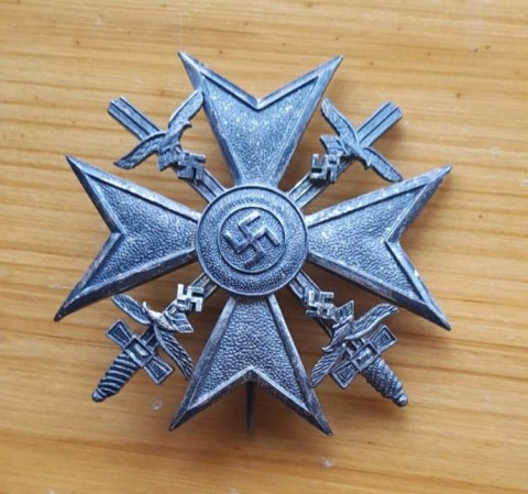 I - MILITARIA STORICA -  - LW   SPANIENKREUZ MIT SCHWERTERN IN SILBER.   COPIA.