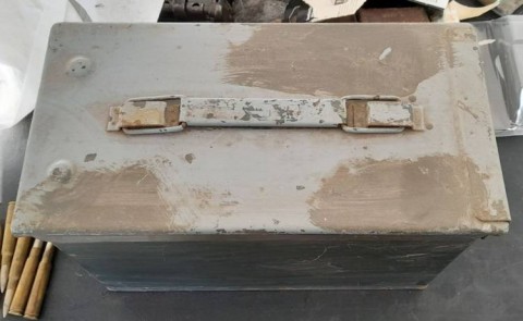 H - ACCESSORI -  - USN    CASSETTA  METALLO PORTAMUINIZIONI  M.2  CAL. .50   ANNI �60.