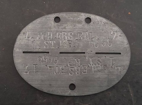 I - MILITARIA STORICA -  - WH   PIASTRINA DI RICONOSCIMENTO Zinco  �L.SGH.ERS.BTL.17   1.ST.K.P.6658�.