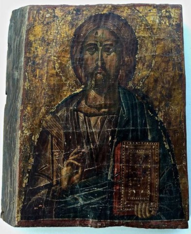 A - ANTIQUARIATO -  - Icona in legno  �Cristo Pantokrator�.   Russia, Sec. XVIII-XIX.	 			530,00